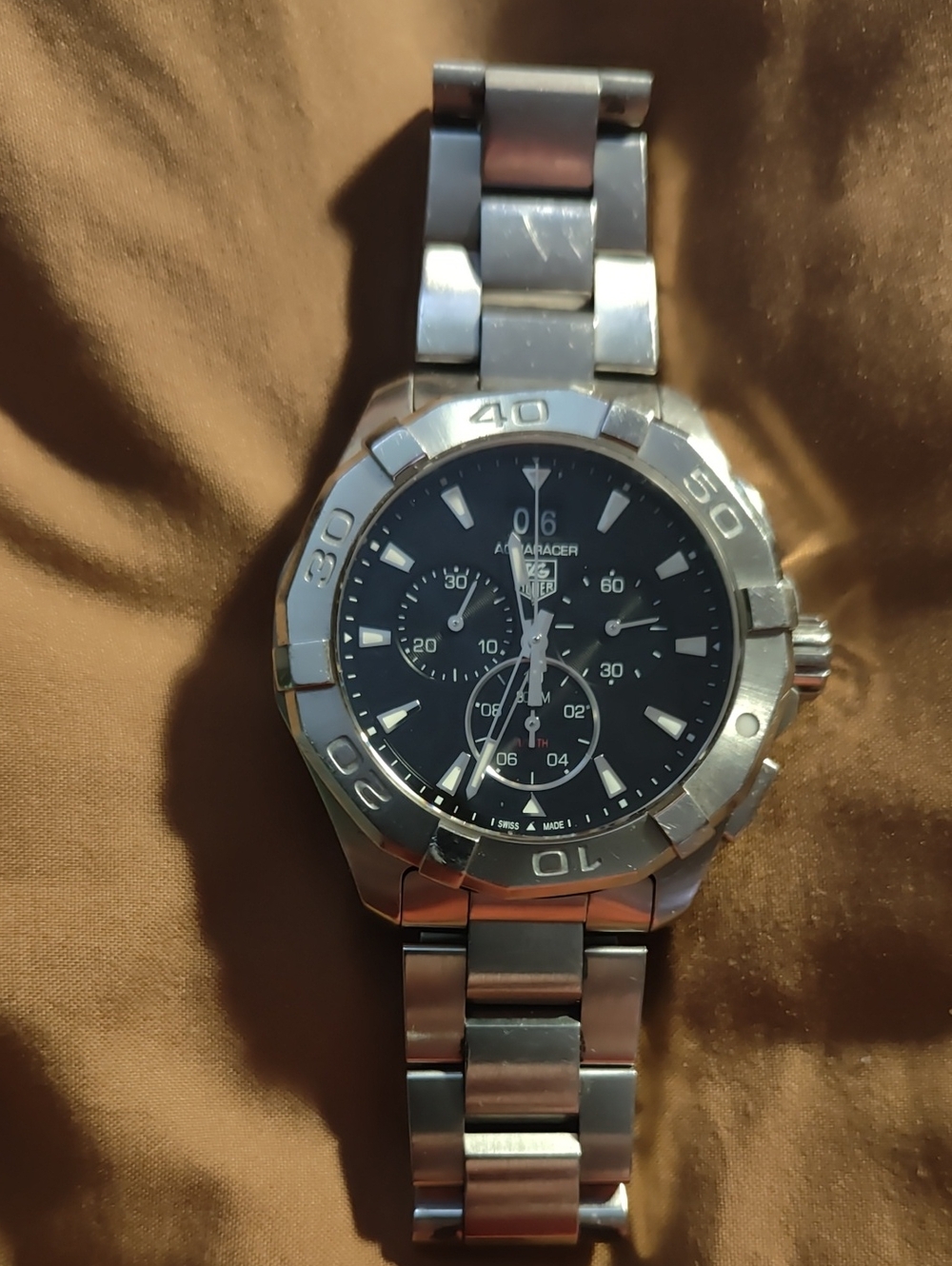 Tag Heuer Stainless Steel Black Dial Chronograph Watch
